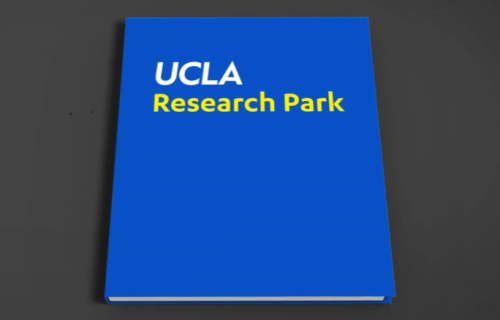 Graphic of a book with the Research Park as the title 