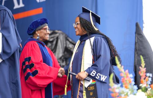 Two women at a commencement