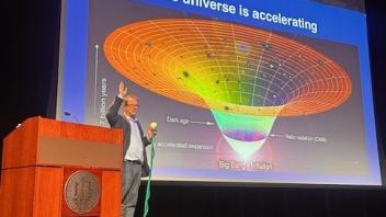 Professor Tommaso Treu presenting PowerPoint presentation