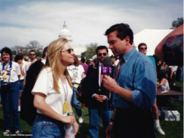 Melissa Etheridge and “In the Life” host Garrett Glaser at the March on Washington in 1993.